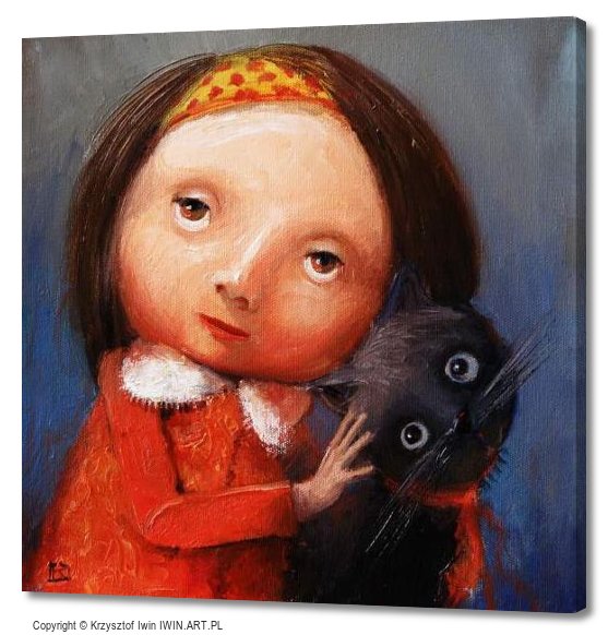 Portrait with cat (16x16″)