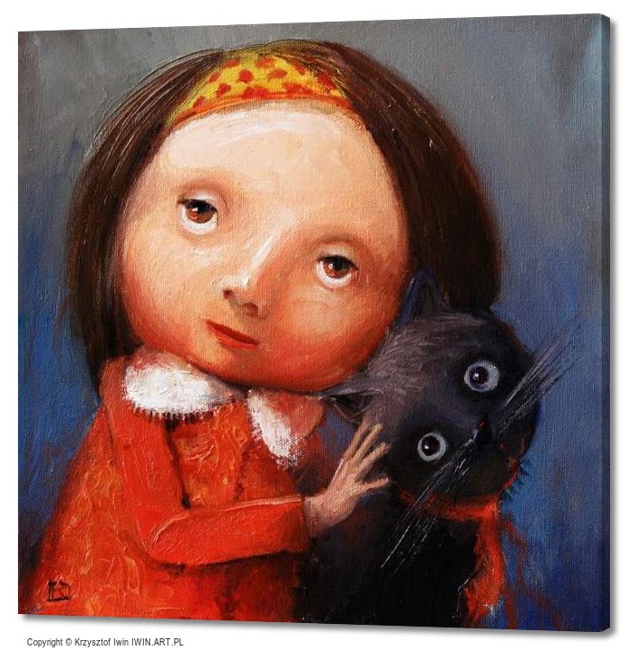 Portrait with cat (20x20″)